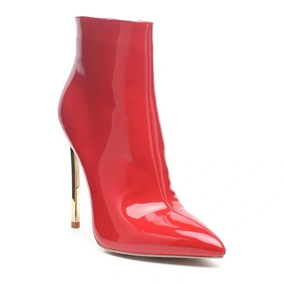 London Rag • Vibrant Red Patent Leather Heeled Boots • EU 39, 8-8.5 - Picture 2 of 8
